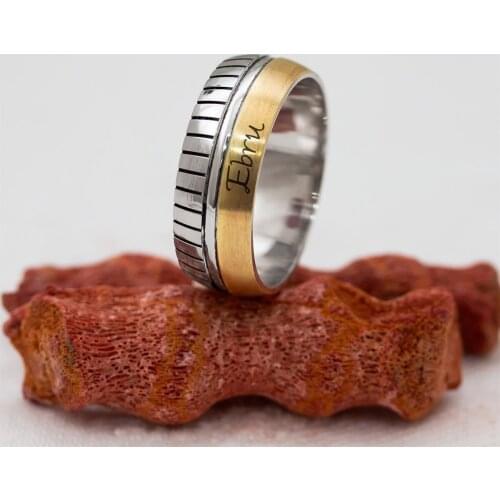 Personalized Custom Blackout Motif Is Unisex Wedding Ring