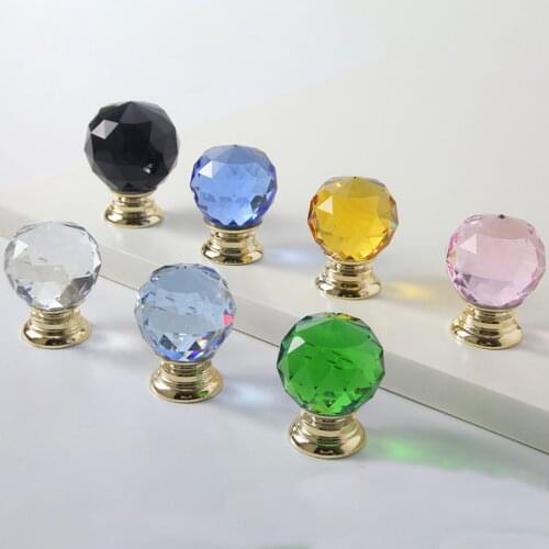 Nature Color Crystal Shake Handle Single Hole Chest Cupboard Door Pulls Furniture Knobs Cabinet Handles Sliding Door Knbos