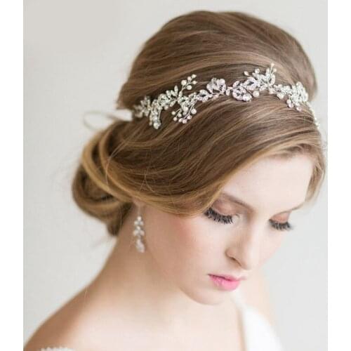 NiuShuya Crystal Bead Flower Bride Headbands Handmade Pearl Princess Wedding Bridal Hairbands Hair Accessories Tiaras