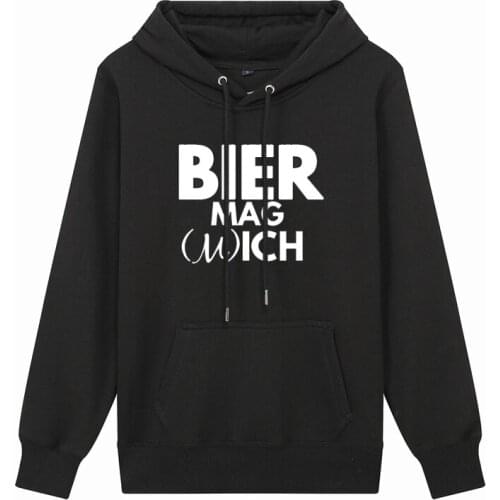 Mens German Beer Print Hoodies Autumn Winter Long Sleeve Hooded Sweatshirts Thicked Fleece Bier Mag Mich Pullover Tops