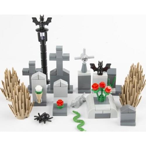 City Street Light Cemetery Accessories Animals Model Halloween Street View Parts Garden Grass Plant Building Blocks Toys