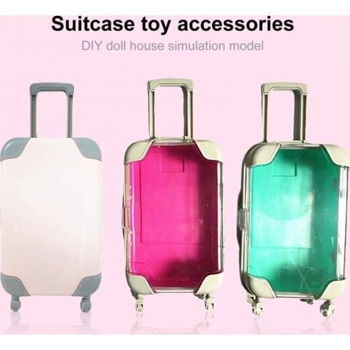 Versatile Funny Doll House Miniature Travel Suitcase Simulation Suitcase Toy Transparent Cover for 18 Inch Doll