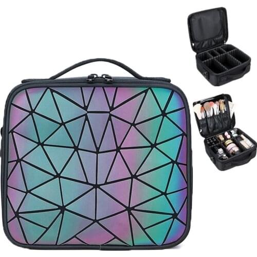 Women handle Cosmetic bags for women 2020 ladies luminous laser geometric shoulder bag high Capacity Storage Cases Makeup bag