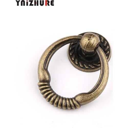 1pcAntique Bronze Knob Drawer Knobs Pulls Handles Rings Kitchen Cabinet Vintage Style Furniture Hardware Puxadores