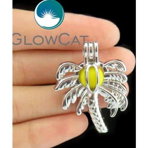 10x K594 Palm Tree Pearl Cage Making Bead Cage Pendant Essential Oil Diffuser Aroma Locket For Oyster Pearl Jewelry