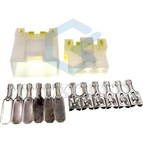 2 Sets 6 Pin 7122-6060 7123-6060 Female Male 6.3mm Auto Socket Electrical Wiring Cable Connector Plugs