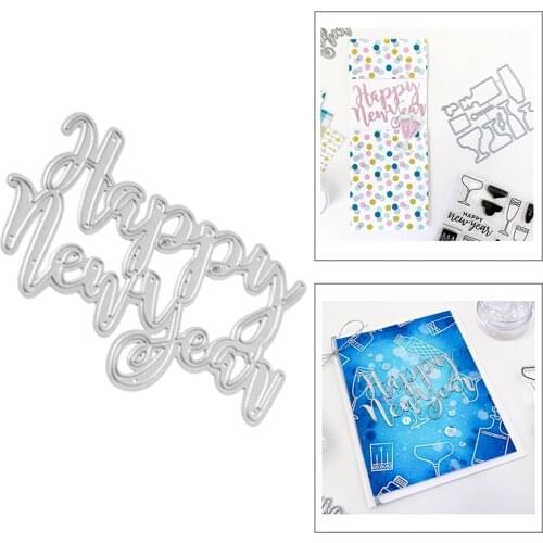 2020 New English Happy New Year Metal Cutting Dies For Mould Cut Making Words Decoration Greeting Card Scrapbooking DIY No Stamp