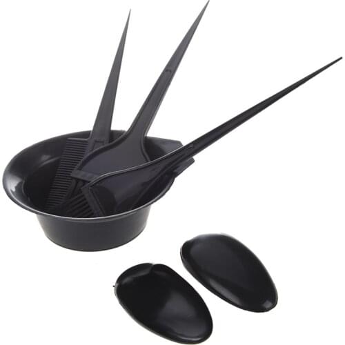 5Pcs Hairdressing Brushes Bowl Combo Salon Hair Color Dye Tint Tool Set Hair Coloring Kit Black