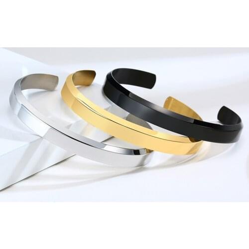 Modyle Custom Bangle for Men Black Gold Silver Color Stainless Steel Cuff Bracelet Personalized Name Jewelry Anniversay Gift