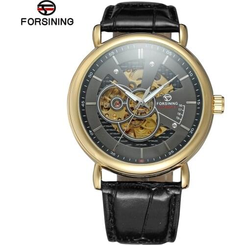 FORSINING Watch Retro Classic Design Transparent Case Mechanical Skeleton Wristwatch Men Top Brand Luxury Automatic Clcok