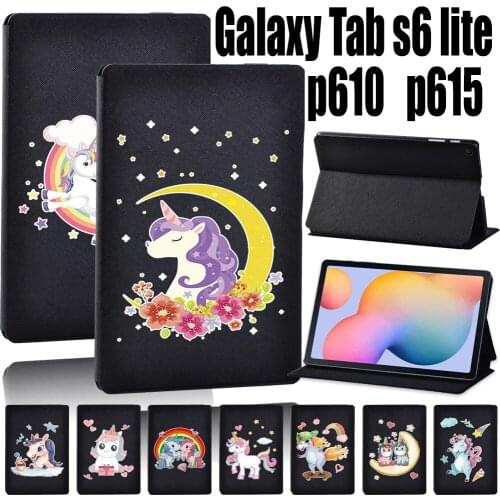 Tablet Case for Samsung Galaxy Tab S6 Lite 10.4 Inch Cute Unicorn Cartoon Pattern Series Protective Cover + Free Stylus
