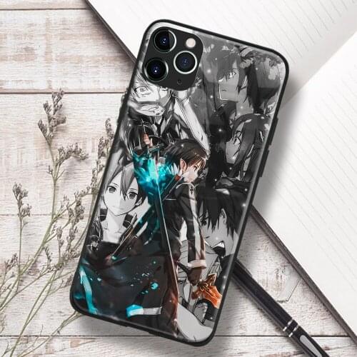 Kirigaya Kazuto Sword Art Online Anime Soft TPU Glass Phone Case for IPhone SE 6s 7 8 Plus X Xr Xs 11 12 Mini Pro Max Samsung