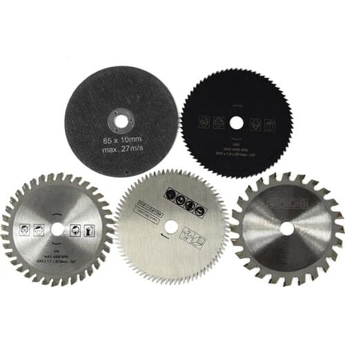 5pcs 85mm Diameter 5 Kinds Round Saw Blade Set Wood Cutting Circular Blade Disc For Dremel Rotary Tool