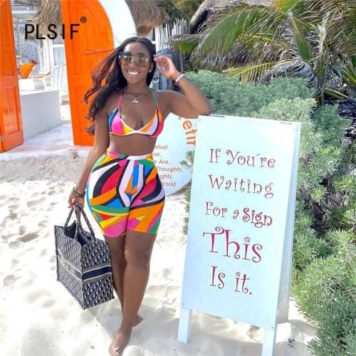 New arrival fashion spliced lady bikinis suit deep v-neck bra top + tight shorts 2 piece set trendy sexy beach set