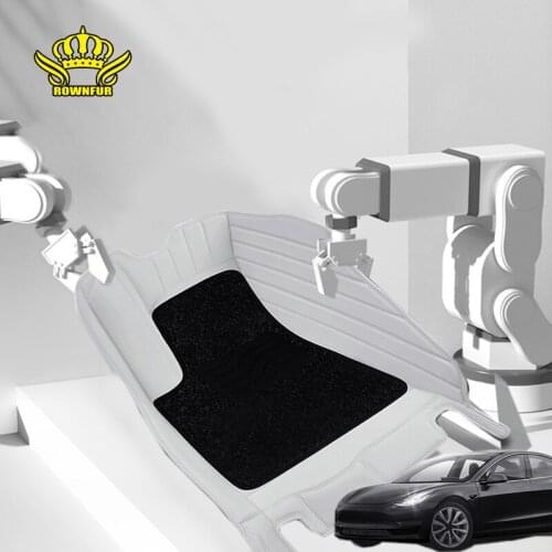 ROWNFUR Car Floor Mats For TESLA MODEL 3 MODEL Y 2019-2021 The Car Clean Waterproof Leather Floor Mat Auto Interior Car Carpet