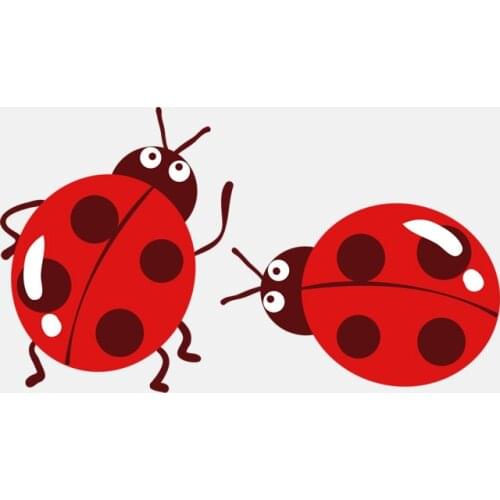 Hot Sell Cartoon Two Cute Seven-spot Ladybugs Decal Car Sticker Motorcycle Stickers Superior Quality Vinyl Decals Anti-UV PVC