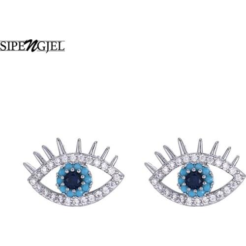 Fashion Cubic Ziconia Tiger Eye Shape Earrings Rose Gold And Silver Color Bead Stud Earrings For Women Jewelry Gift 2020