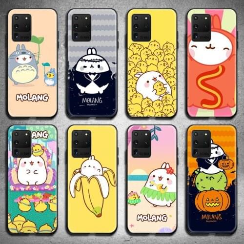 Cartoon Anime Cat Kawaii Molang Phone Case For Samsung Galaxy S21 Plus Ultra S20 FE M11 S8 S9 plus S10 5G lite 2020