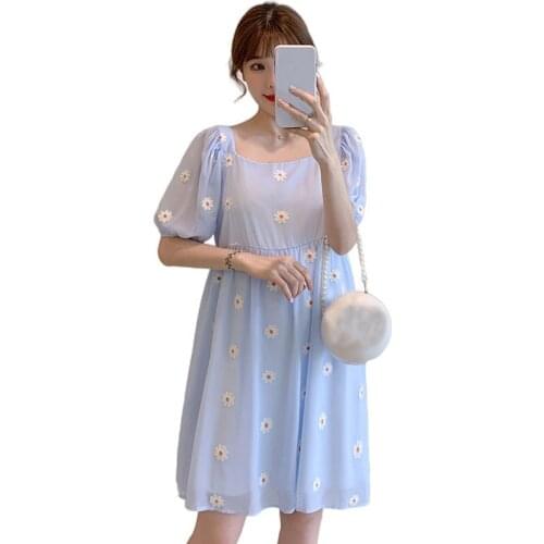 Maternity Dresses for Women Clothes For Pregnant Women Short Sleeve Flower Chiffon Dresses Pregnancy Clothing Maternity Clothes