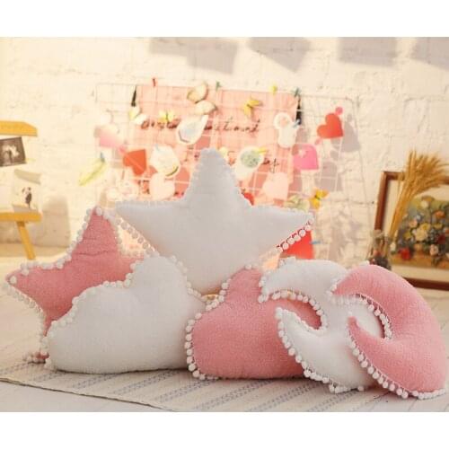 Cloud Plush Pillow Pink White Stuffed Soft Star Throw Pillow Moon Cushion Baby Kids Pillow Sofa Home Decor Girls Pillow &Cushion