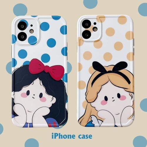 Lovely Polka Dot Girls Silicon Case for iPhone 12 Pro Max Back Phone Cover for 12 Mini 11 Pro Max X XS XR 8 7 Plus SE 2020 Capa