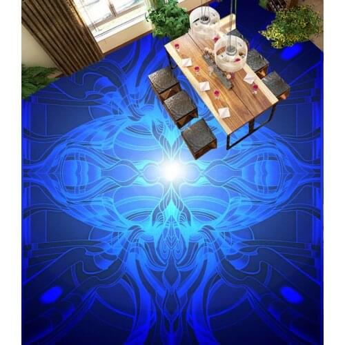 Blue flower Floor wallpaper 3d for bathrooms Waterproof floor mural painting self-adhesive 3D floor wallpapers