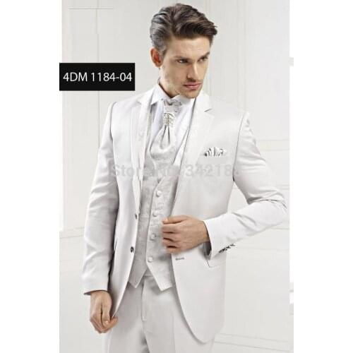 Custom made 2015 good Design Groom Tuxedos white Wedding Groomsman Suit Groomsman Bridegroom Suits (Jacket+Pants+Tie+Vest)weddin