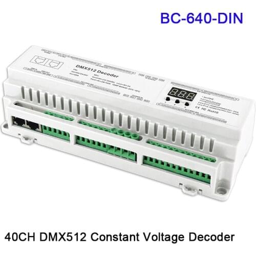 BC-624-DIN/BC-632-DIN/BC-640-DIN New 24/32/40 CH DMX512/8bit/16bit DC12V-24V RJ45 Connect LED RGB/RGBW Strip lamp Decoder