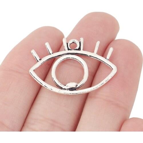 30 x Tibetan Silver Evil Eye Charms Pendants for Necklace Bracelet Jewelry Making Accessories 31x22mm