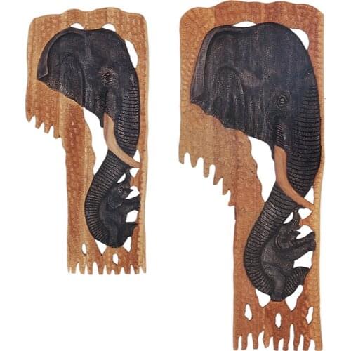 Teak Hollow Elephant Carved Board Wall Decoration Dining Room Entrance Carving Crafts Pendant