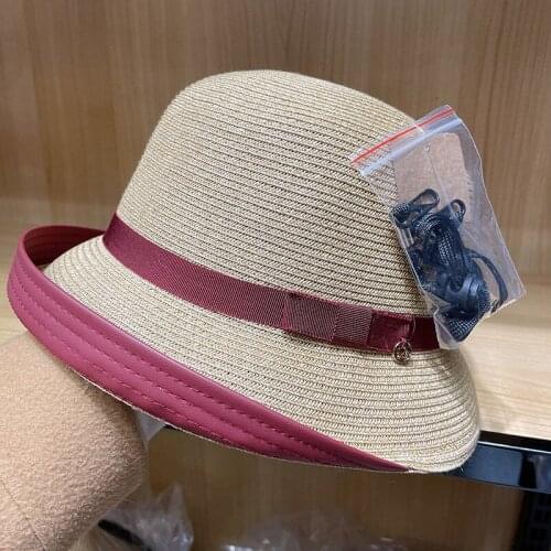 Japan Curly Small Top Hat Paper Straw Handmade Fisherman Hat Female Summer Bueket Anti-UV Dome Caps Beach Sun Viosr Cute Bucket