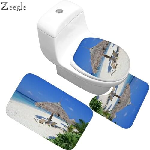 Zeegle Toilet Rug Bathroom Mat Sets Anti-slip Shower Mat Toilet Bath Rugs Memory Foam Bath Mat Bathroom Carpets Non Slip