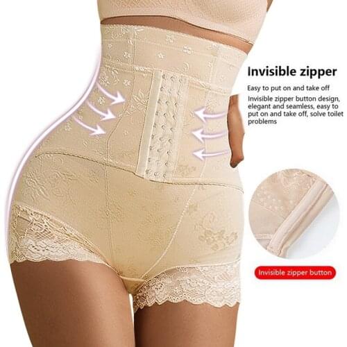 Shaper Panties Sexy Lace Shapers Body Shaper with Zipper Double Control Panties Women Shapewear Slimming Sexy Lace Waist Trainer