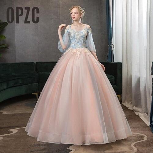 Appliques Flower pearls Spaghetti Strap Quinceanera Dress Gown Party Sexy Boat neck Lace Sweetheart For 15 Years robe de mariage