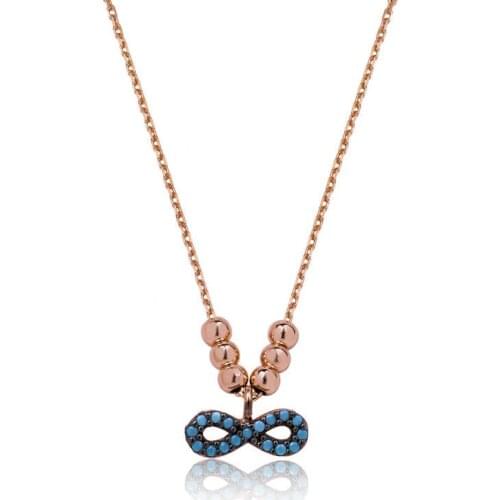 Silver Blue Stone Infinity Ladies Necklace