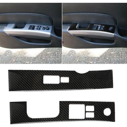 1 Pair Car Carbon Fiber Door Window Lift Switch Panel Cover Trim Moulding Black Fit For Nissan 350Z 2006 2007 2008 2009