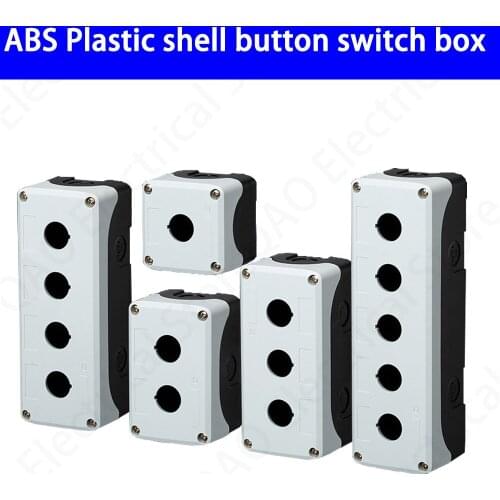 1Pcs Waterproof button box switch control 1/2/3/4/5hole industrial indicator light electrical plastic emergency stop box 22mm