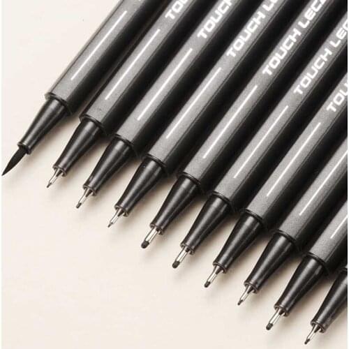 10Pcs/set Pigment Liner Micron Ink Marker Pen 0.05 0.1 0.2 0.3 0.4 0.5 Brush Tip Black Fineliner Sketching Manga Drawing Pen
