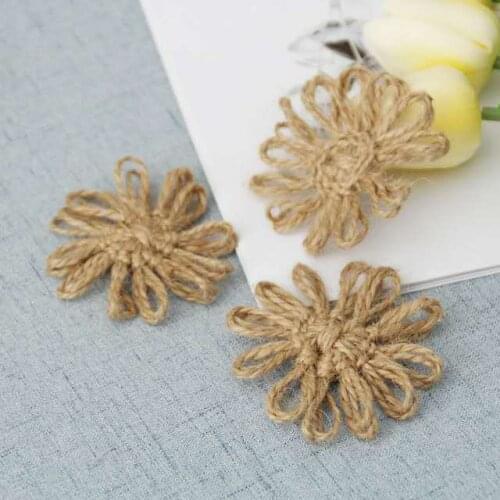 10pcs/lot wedding decoration handmade Jute Burlap rope flower Hat DIY Craft rustic wedding decoration centerpieces vintage