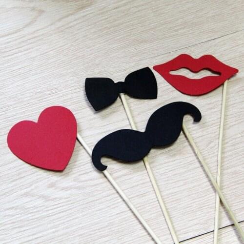 10pcs Funny Wedding Decoration Photo Booth Props DIY Heart Lip Mustache Happy Photobooth Accessory Wedding Event Party Supplies