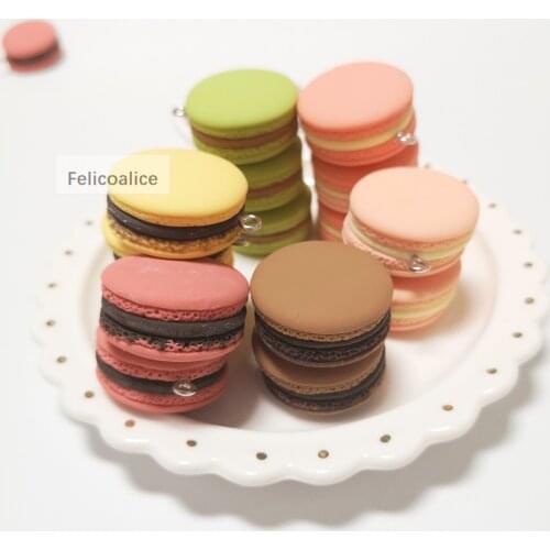 100pcs Mini Dessert Macarons Resin Charms Pendants Colorful Hamburger Charms Fit DIY Earring Necklace Finding Jewelry Accessory