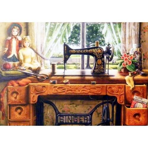 5D DIY Full Square Round Diamond Painting Cross Stitch -Window sewing machine- 3D Diamond Embroidery Mosaic Rhinestone Gift