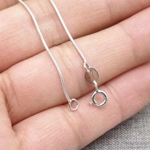 925 Sterling Silver Snake Chain Necklace with Rhodium Plated 0.8mm 18 Inches