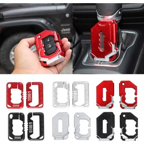 Aluminum Alloy Remote Key Shell Case Fob Cover Protector Trim Accessories Fit For Jeep Wrangler JL Gladiator JT 2018-2021
