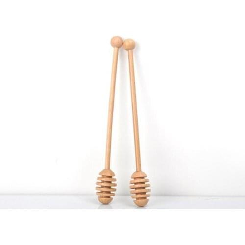 100pcs Wooden Honey Spoon Server Long Handled Wood Honey Dipper Stick Teaspoon Coffee Mixing Spoon Kitchen Party Tea Accessories