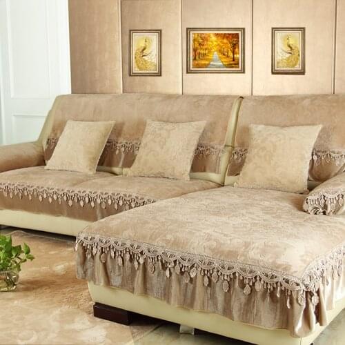 European leather sofa custom made slipcover Flannel sofa cushion non-slip plush lace sofacover All-inclusive universal sofa mat