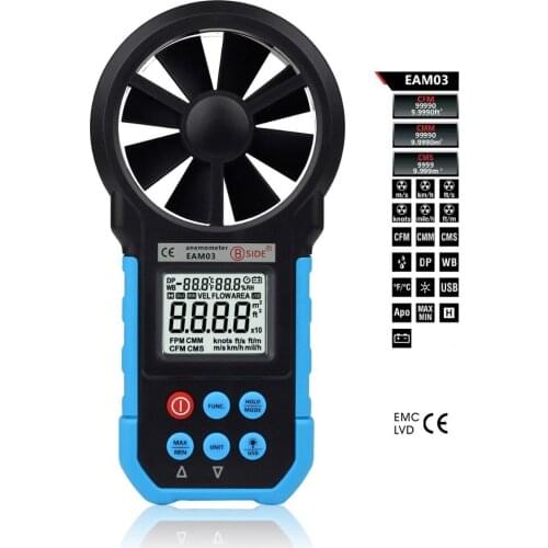 Hot style handheld mini digital anemometer Wind speed and wind temperature anemometer with USB interface