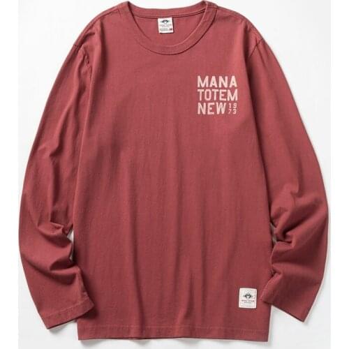 Vomint Mens Solid Color T-shirt Multi-Color Washing Knitted T-shirt Male Autumn Winter T-shirt Cotton Long Sleeve Top MN31201