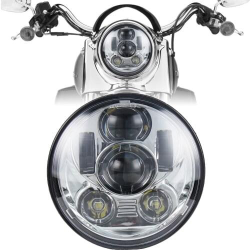 Chrome Motorcycle 5.75 Inch Moto Round Headlamps For Dyna FXDF Model Driving Lamps 5.75" Fat Bob Projector LED Headlight