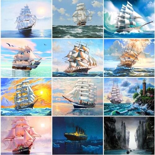 ZOOYA Daimond Painting Cross Stitch Sailboat Sea 5D Diamond Embroidery Sale Pictures Rhinestones Diamond Mosaic Full Pack RF1859